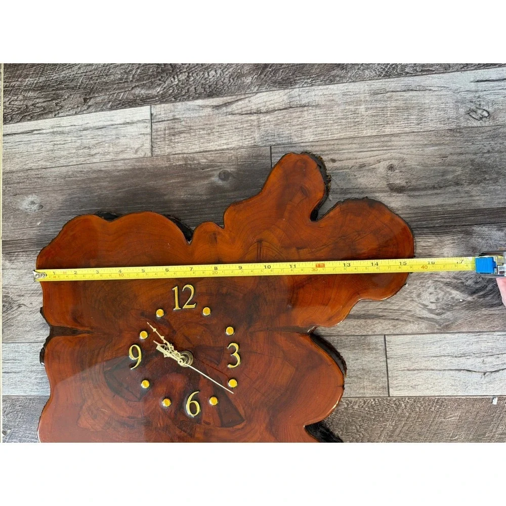 Vintage Live Edge Wood Clock Large Natural Slab Timber Wall Decor Project Repair